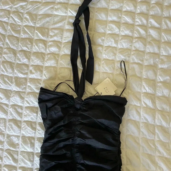 Zara Black Ruched Halter Mini Dress - Picture 2 of 6